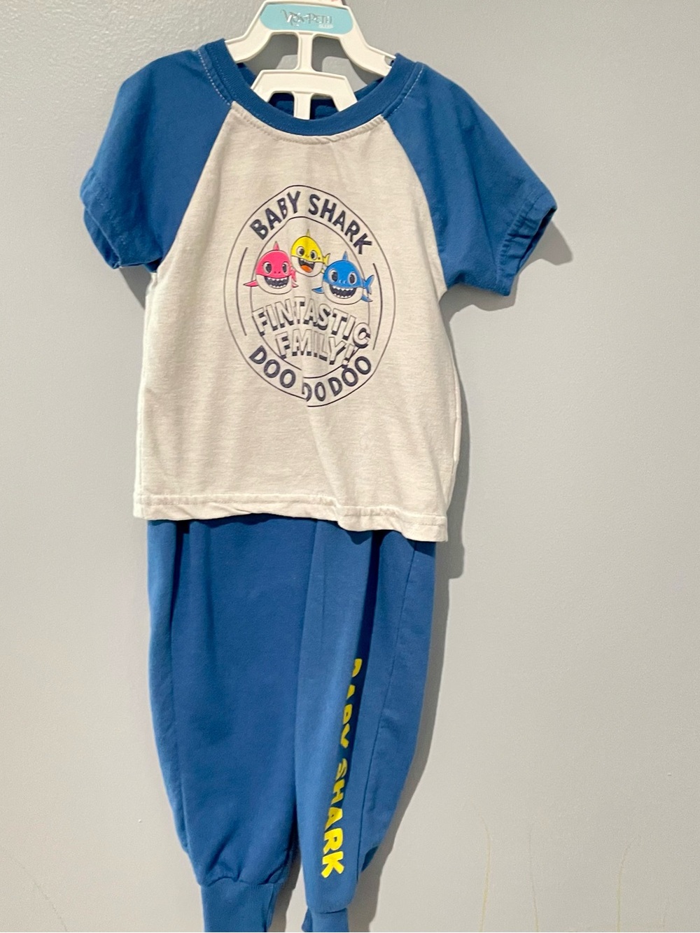 Baby Shark Two-Piece Pajama Set - Blue & White | Size 24M